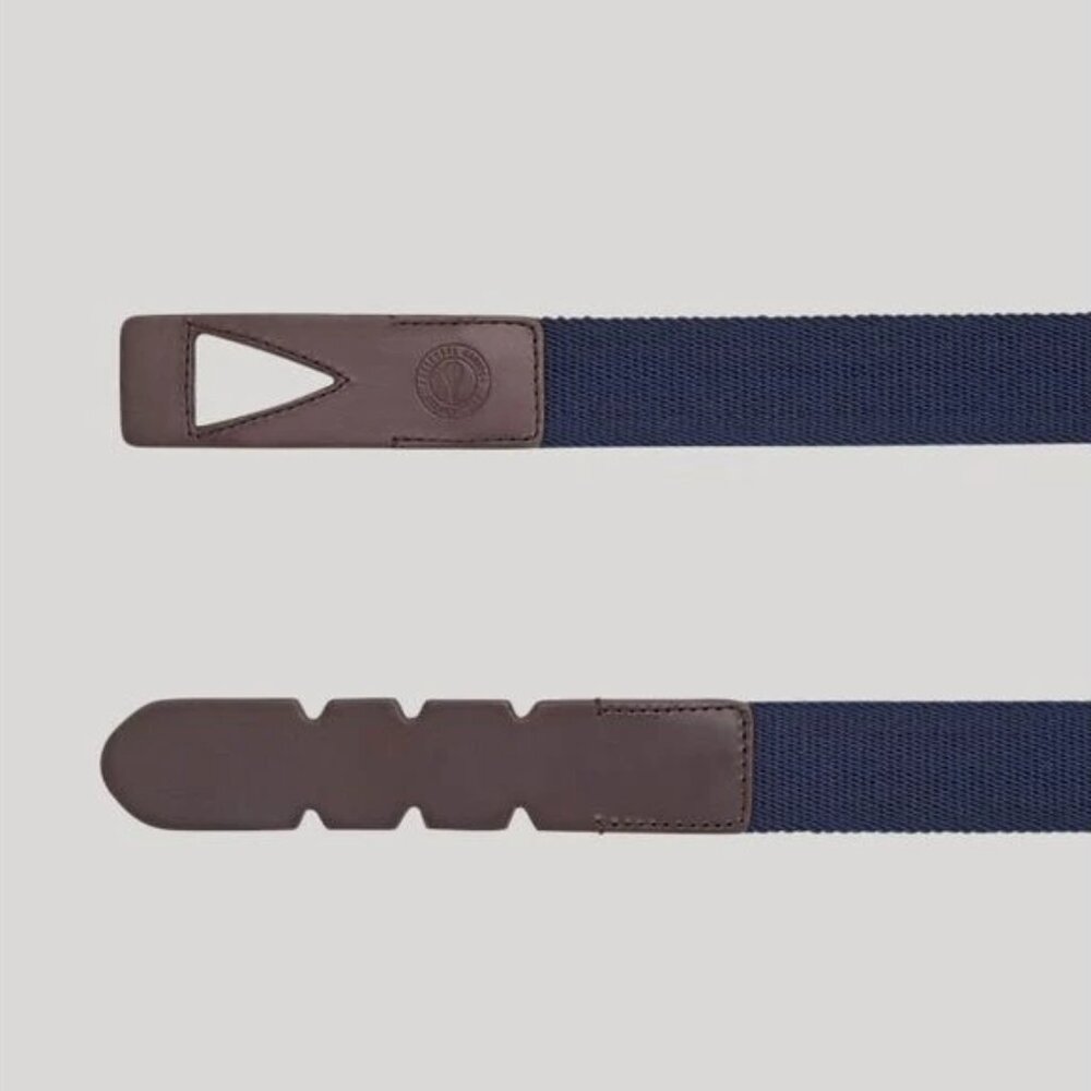 Frescobol Carioca Rio de Janeiro Mens Block Belt Navy Gray Stripe Stretch